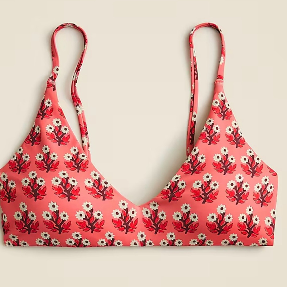 NWT J Crew Coral Floral Bikini Set - Picture 2 of 7